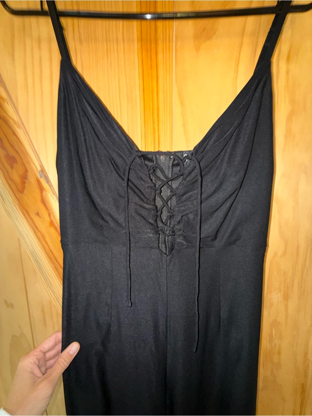 Windsor Black Lace-Up Slip Chemise